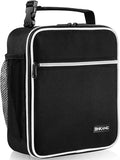 Lunch Box Insulated Lunch Bag - Durable Small Lunch Bag Reusable Adults Tote Bag Lunch Box for Adult Men Women (Black with White)