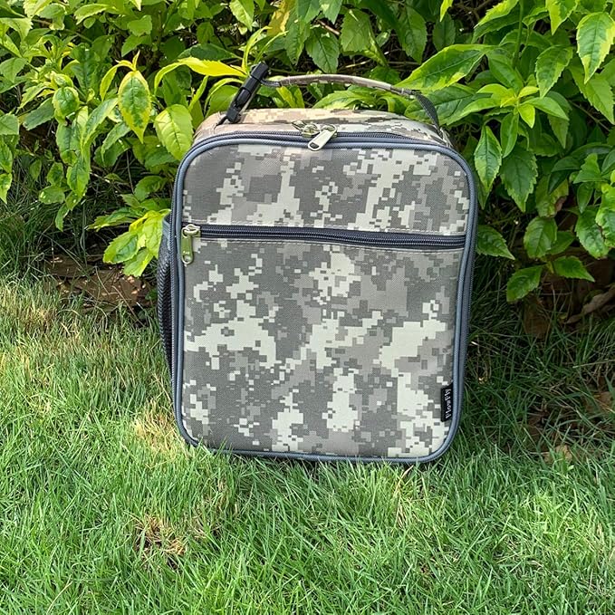 FlowFly Lunch box Insulated Soft Bag Mini Cooler Back to School Thermal Meal Tote Kit for Girls, Boys (DigitalCamo)