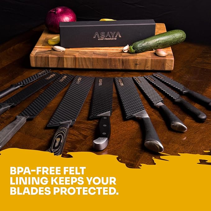 Asaya Professional Knife Edge Guards - Two Chef Blade Covers - 8.5 x 2" and 10.5 x 2" - Extra Strength, ABS Plastic and BPA-Free Felt Lining, non-Toxic and Food Safe - Knives Not Included (2 Piece L)