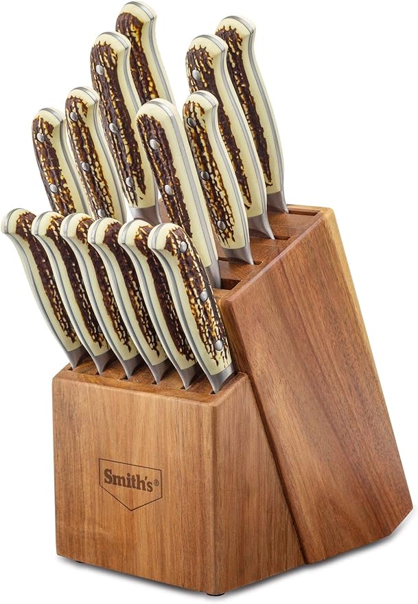 Smith's 51032 Cabin & Lodge Cutlery Block Set (14-Piece), One Size, Gray
