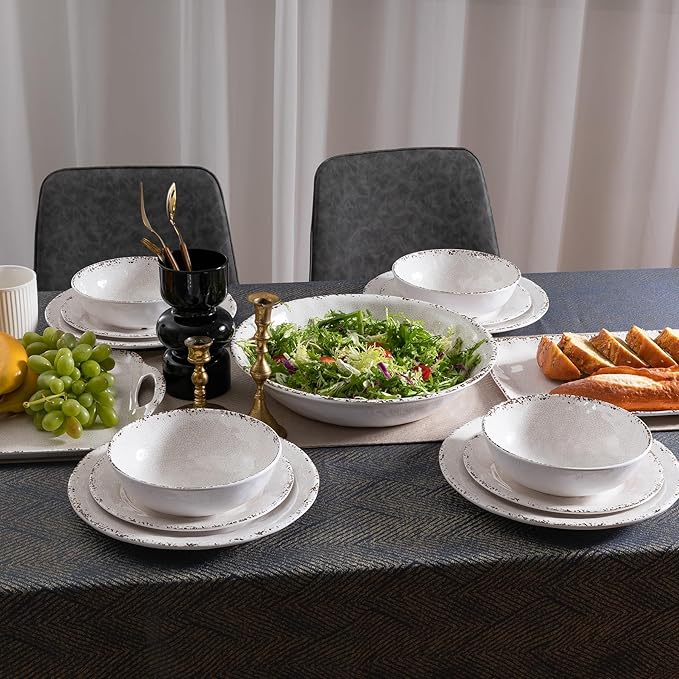 Farmhouse Melamine Serving Platters Set of 2, 17"x10" Large Rectangular Melamine Serving Trays for Serving Food on Parties and Entertaining, Dishwasher Safe. Ivory
