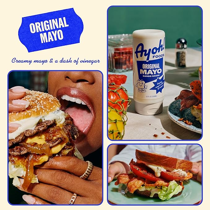 Ayoh Foods, Mayo Gone Wild, Made by Molly Baz - Easy to Squeeze, Perfect for; Sandwiches, Burgers, Fries, Nuggets, Wraps & Dips (Original Mayo)