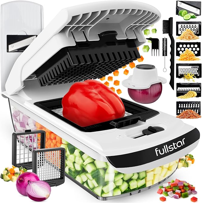 Fullstar The Original Pro Chopper - Vegetable Chopper and Spiralizer, Food Chopper with Container, Fruit Slicer, Kitchen Gadgets & Gifts, Home Essentials (8 in 1, White)