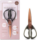 Rachel Zoe Multi-Purpose Kitchen Scissors, Stainless Steel Shears with Protective Sheath & Soft Handle Grips, Dishwasher Safe, Vegetables, Fruits & Meat Cutting Scissors, Essentials (Green/Copper)