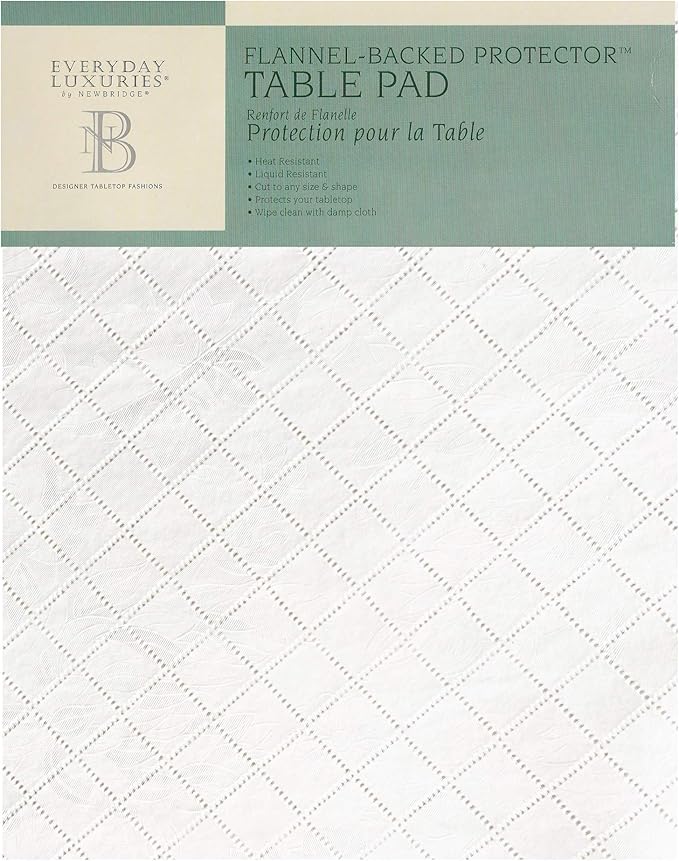 Newbridge Quilted Waterproof Cut to Fit Table Pad Protector with Flannel Backing, Heat Resistant, Wipe Clean, Cushioned Pad Protects Table from Spills and Scratches, 52" x 70"