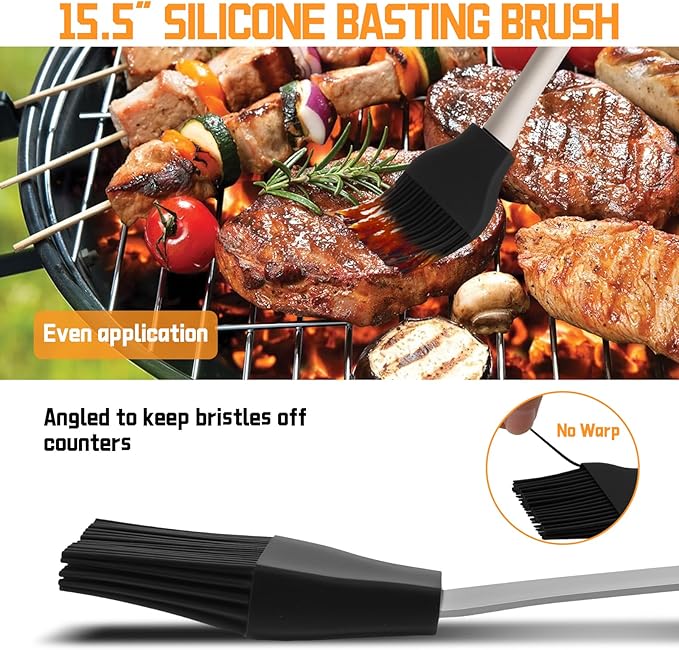 9PCS Stainless Steel Grill Accessories Set, Grilling Gifts for Men Dad Birthday Christmas, Durable BBQ Grill Tools Kit for Outdoor Grill & Camping with Portable Bag, Spatula, Tongs, Skewer & More