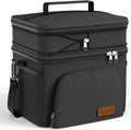HOTOR Insulated Lunch Box for Men & Women - Leak-Proof Cooler Lunch Bag with 4 Pockets, Adjustable Strap, Ideal for Work, Picnic, Travel - Black, 2 Layers, Medium, 10.24"×7.09"×11.81"