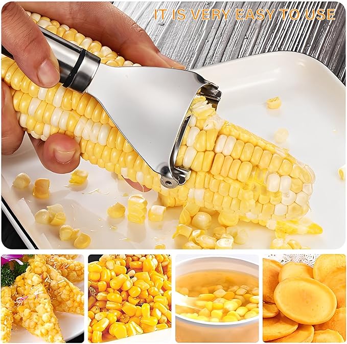 2 Pack Corn Peeler – Ergonomic Stainless Steel Stripper Tool Set for Kitchen Prep, Gadget Tool for Corn on the Cob Easy to Use and Clean