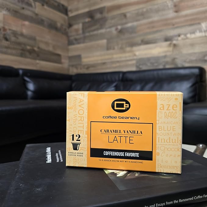 Caramel Vanilla Latte Coffee Pods by Coffee Beanery | 12ct Medium Roast Arbica Coffee