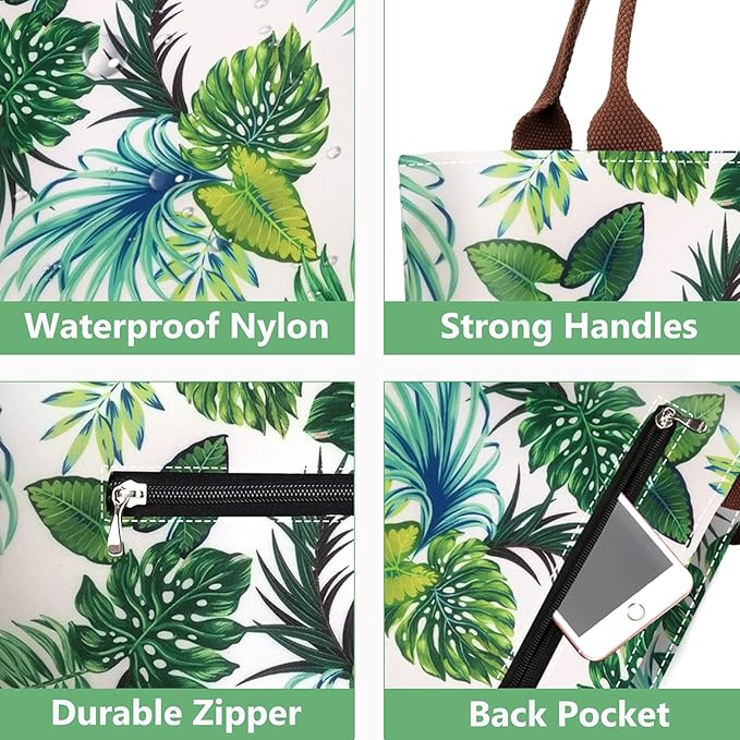 Gloppie Insulated Lunch Tote for Women | 9L Leakproof Cooler Bag with Palm Leaf Design | Thermal Work Lunch Bag for Office, Gym & Picnic