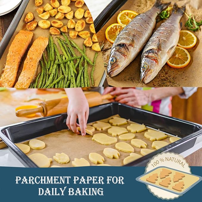 Hiware 200 PCS Parchment Paper Baking Sheets 9x13 IN, Precut Non-Stick Parchment Paper for Baking, Cooking, Grilling, Frying and Steaming - Unbleached, Fit for Quarter Sheet Pans