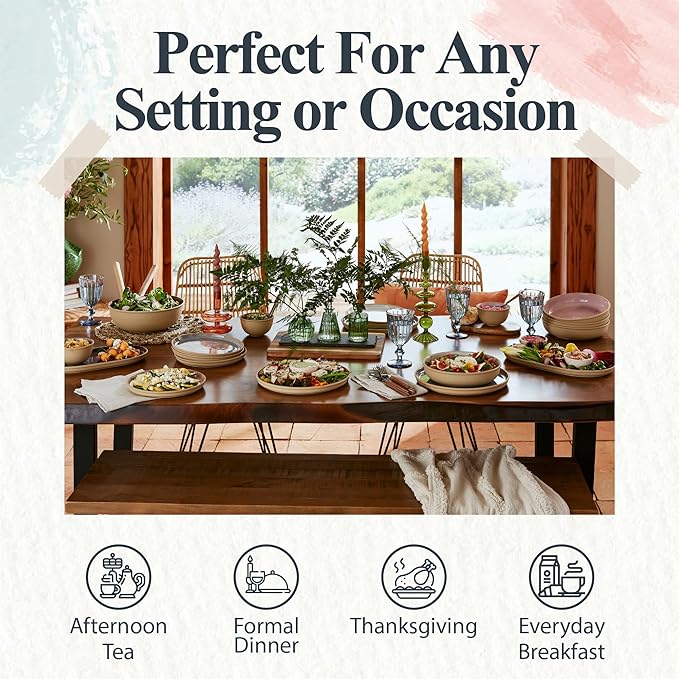 Portmeirion Minerals 10.5" Dinner Plate, Rose Quartz (Set of 4) - Modern Stoneware Plates, Artisan-Crafted with Gentle Curves, Durable for Dining, Microwave & Dishwasher Safe - Made in Portugal