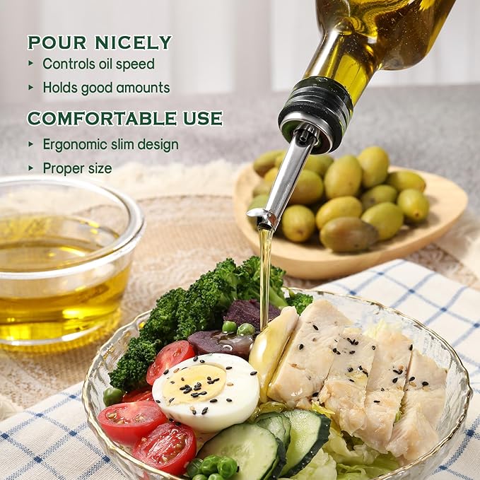 AOZITA 17oz Glass Olive Oil Dispenser Bottle - 500ml Clear -Oil & Vinegar Cruet with Pourers and Funnel - Olive Oil Carafe Decanter for Kitchen
