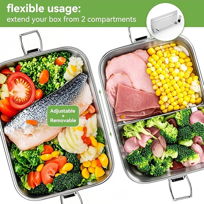 Voova Stainless Steel Lunch Box with Lunch Bag for Women Men Adult, (42oz/1200ml) Leakproof Metal Bento Box with Free Sealing, Insulated Lunch box for Work, Black