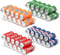 Simple Houseware Soda Can Organizer and Dispenser for Refrigerator / Pantry, Clear, Set of 4