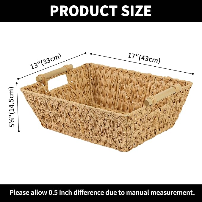 GRANNY SAYS 2-Pack Wicker Storage Baskets, Wicker Baskets for Organizing, Large Basket with Handles, Waterproof Woven Basket, Storage Baskets for Shelves