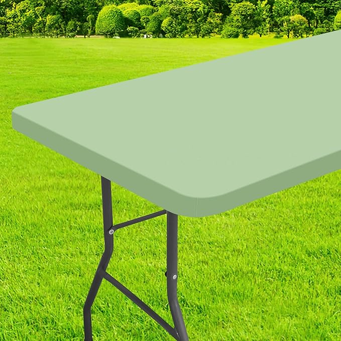 homing Rectangle Table Cloth Cover, Waterproof Polyester Elastic Fitted Tablecloth, Fits for 5 Foot Folding Tables, Washable Table Protector for Picnic, Camping, Outdoor (Green, 30" x 60")