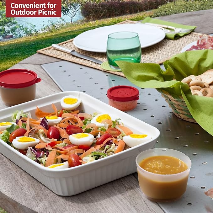 Condiment Cups Containers with Lids- 16 pk. 2.3 oz.Salad Dressing Container to go Small Food Storage Containers with Lids- Sauce Cups Leak proof Reusable Plastic BPA free for Lunch Box Picnic Travel