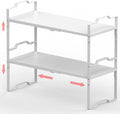 Expandable Shelf for Cabinet Organizer Adjustable Stackable Spice Rack at Kitchen and Bathroom More, Counter Countertop Cupboard Organization Pantry Storage(LARGE/2PACKS/WHITE)