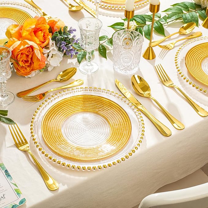 KINGSTONE 20 Piece Teardrop Silverware Set for 4, 18/10 Stainless Steel Flatware Set, Modern Design Cutlery Set for Home/Hotel/Wedding,Mirror Polished and Dishwasher Safe, Gold