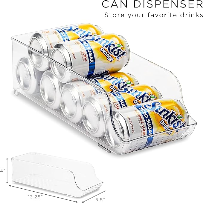 Sorbus Refrigerator Organizers and Storage Bins Set of 6 – Includes 2 Wide Bins, 2 Narrow Bins, Soda Can Organizer (12 Cans), and 14 Egg Holder – Clear Bins for Fridge Organization, Pantry, Freezer
