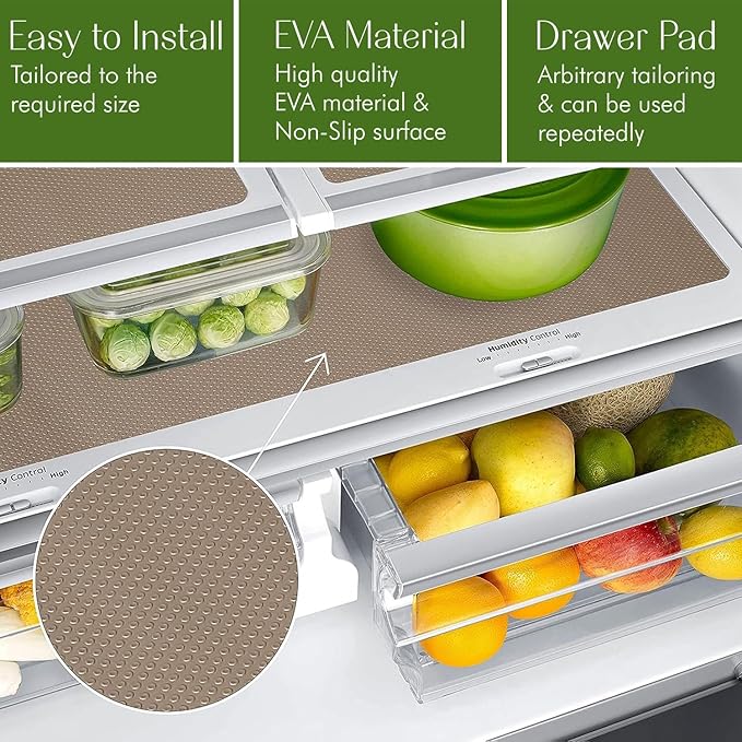 EVALAND 12" x 33 FT Non-Slip Shelf Liner, Non-Adhesive, BPA-Free, Waterproof Pantry Liner for Shelves, Easy to Cut, Oil-Proof Shelf Liners for Kitchen, Cabinets, Drawers, Refrigerator, Beige