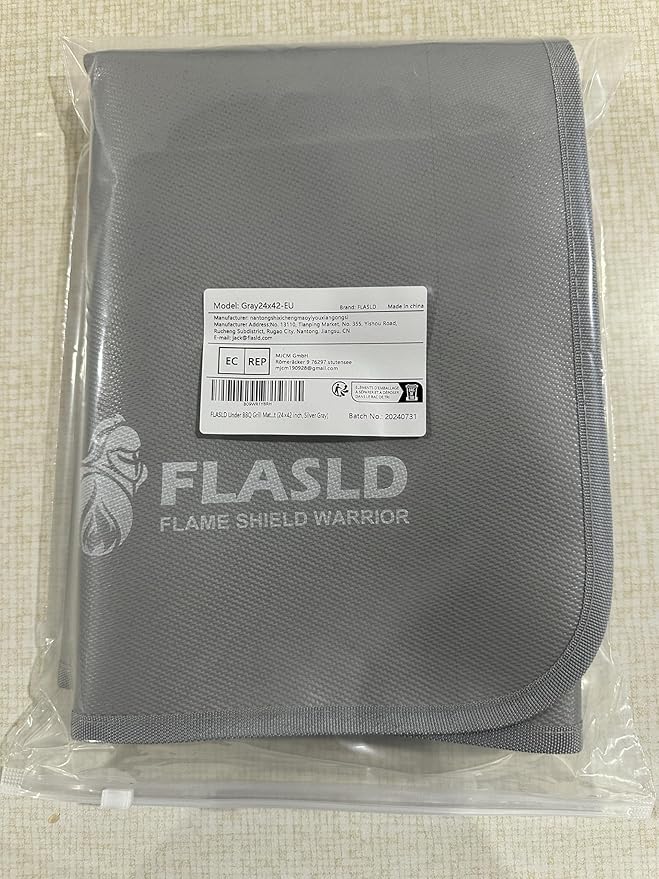FLASLD Multi-Purpose Fireproof 24 X 42 inches Floor Mat for Indoor or Outdoor Use, Grill Pad for Fireplace, Kitchen Stove, CookTop and Hearth, Premium Deck and Patio Grill Mat, Silver Gray