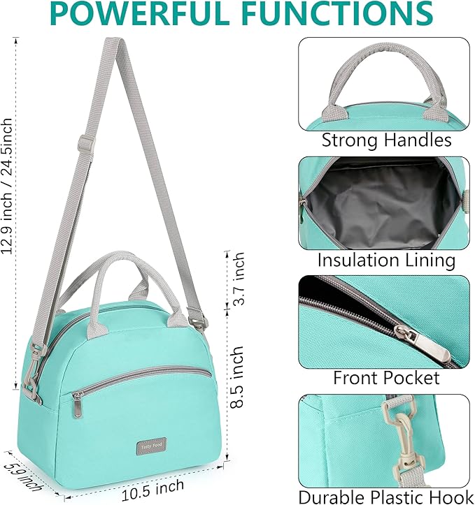Lunch Bag Women Insulated Lunch Bag For Men Waterproof Lunch Cooler Bag Insulated Lunch Box For Women Portable Reusable Lunch Bag Two-Tone,With Adjustable Straps Can Be Used For Work,Green&Grey