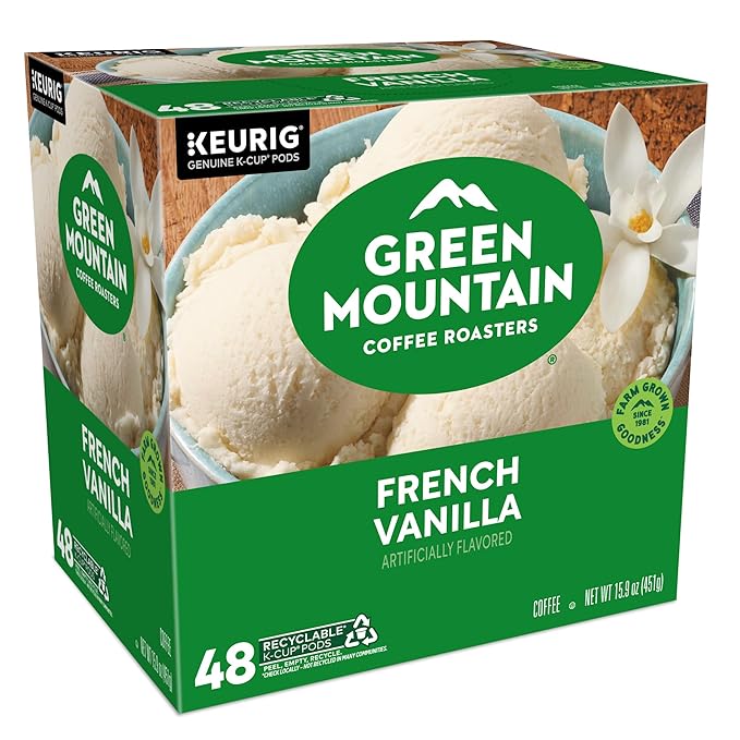 Green Mountain Coffee Roasters French Vanilla Coffee, Keurig Single-Serve K-Cup Pods, Light Roast, 48 Count
