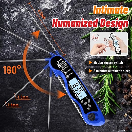 Meat Thermometer, IP67 Waterproof Digital Meat Thermometer with Backlight, Hold Function & Magnet for Grill, BBQ, Candy, Beef,Turkey，Gadgets Essentials BBQ Accessories,Mens Stocking Stuffers