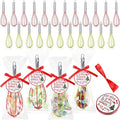 72 Sets 8 Inch Christmas Whisks Gifts DIY Fillable Christmas Tree Ornaments Xmas Colored Silicone Whisks for Cooking Heat Resistant Egg Beaters with Card Rope Bag for Candy Holder