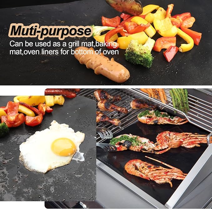 UBeesize Grill Mats for Outdoor Grill Set of 6 - Heavy Duty Non-Stick BBQ Grilling Mat & Oven Liner, Reusable, Easy to Clean - Works on Oven, Gas, Charcoal, and Electric BBQ - 15.75 x 13 Inch