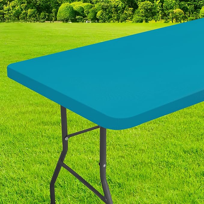 homing Rectangle Table Cloth Cover, Waterproof Polyester Elastic Fitted Tablecloth, Fits for 5 Foot Folding Tables, Washable Table Protector for Picnic, Camping, Outdoor (Teal, 36" x 60")