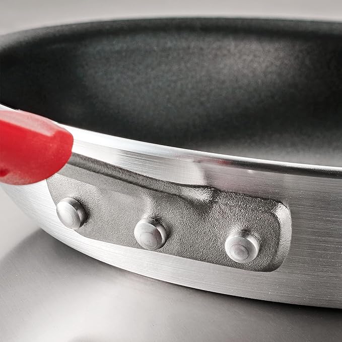 Tramontina Professional 8-Inch Non Stick Small Frying Pan, Heavy-Gauge Aluminum Skillet with Reinforced Nonstick Coating, Red Handle, Dishwasher and Oven Safe