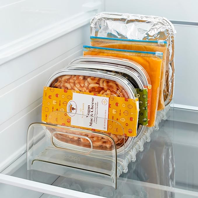 YouCopia FreezeUp Freezer Rack, BPA-Free Clear Fridge Organizer with Adjustable Dividers and Handles for Frozen Food Box and Meal Storage, 15