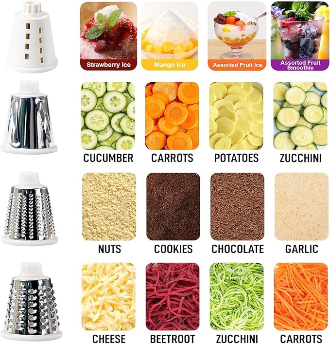 Rotary Cheese Grater with Handle, Multifunctional Kitchen tool, Stainless Steel Rotary Grater Slicer for Fruit, Vegetables, Nuts (Red)