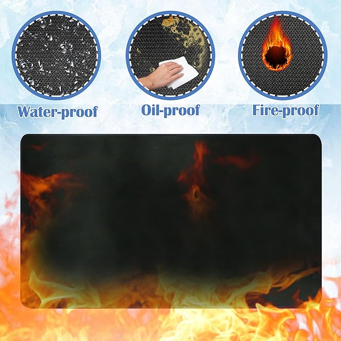 Ogrmar 90 x 52 Inch Under Grill Mats for Outdoor Grill, Indoor Fire Pit/Fireplace Mat, Waterproof Oil-Proof Grill Floor Pads, BBQ Mat Protector for Deck, Patio and Grass (90 * 52 Inch)