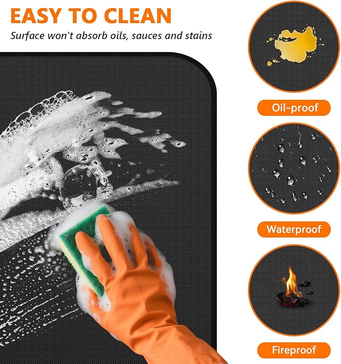75 x 40 inch Under Grill Mats for Blackstone - Large Fireproof Grill Mat for Deck Protector, Double-Sided Waterproof Oil-Proof BBQ Floor Matt for Blackstone Griddle Accessories
