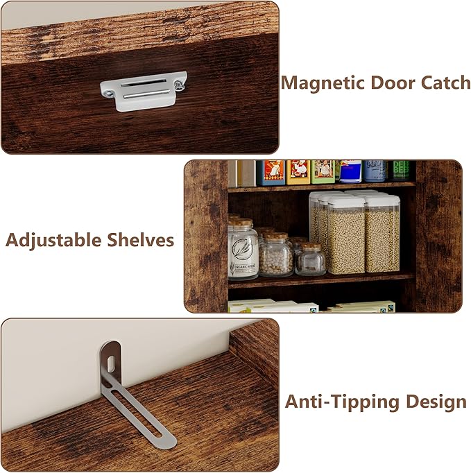 Pantry Organizers and Storage Cabinet, 71” Barn Door White Kitchen Cabinet with Drawers and Adjustable Shelf, Tall Pantry for Kitchen, Dining Room, Living Room. Bathroom and Office