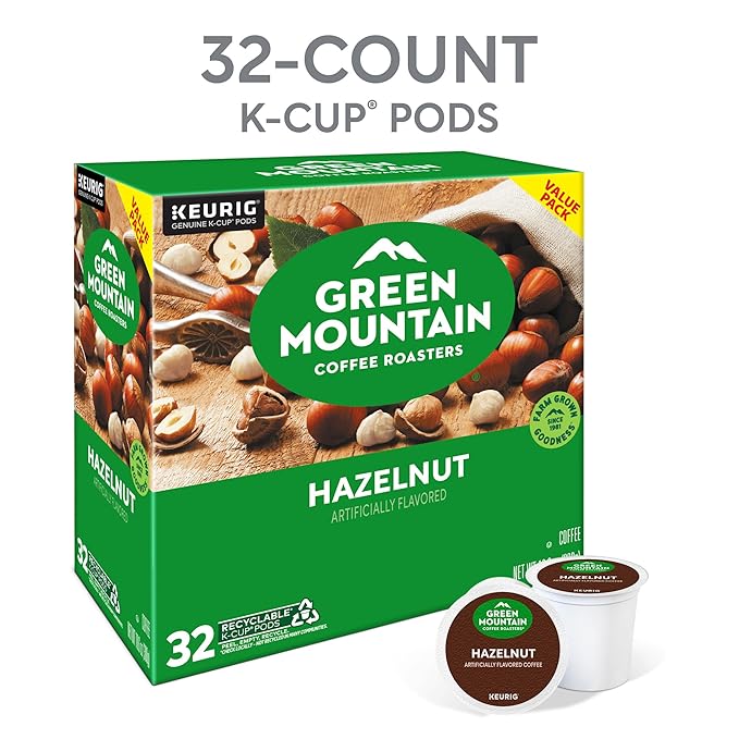 Green Mountain Coffee Roasters Hazelnut Keurig Single-Serve K-Cup Pods, Light Roast Coffee, 32 Count
