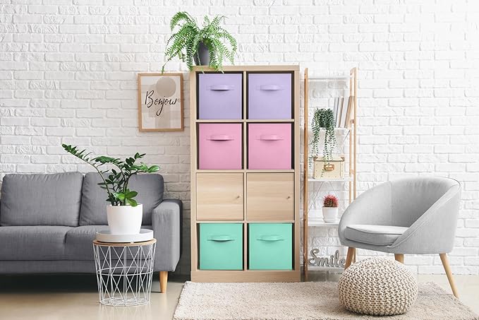 Sorbus Foldable Storage Cubes - 6 Pack, 11 Inch, Fabric, Foldable, Storage and Organization, Versatile Use, Collapsible Storage, Lightweight and Durable