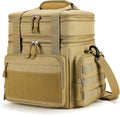 Tactical Lunch Box for Men, Insulated Lunch Bag Adult, Thermal Lunchbox Leakproof Waterproof Cooler Bag, Dual Compartment Lunch tote, Large Lunch Pail for Work Office Travel(Khaki) 15L