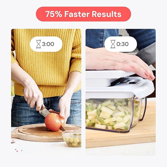 Fullstar The Original Pro Chopper - Vegetable Chopper and Spiralizer, Food Chopper with Container, Fruit Slicer, Kitchen Gadgets & Gifts, Home Essentials (8 in 1, Black)