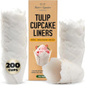 Tulip Cupcake Liners, Muffin Liners for Baking by Baker’s Signature – 200pcs of Parchment Paper Cups Cupcake Wrappers – Perfect Size, Sturdy, Greaseproof & Easy to Use – Wedding Decor – All White