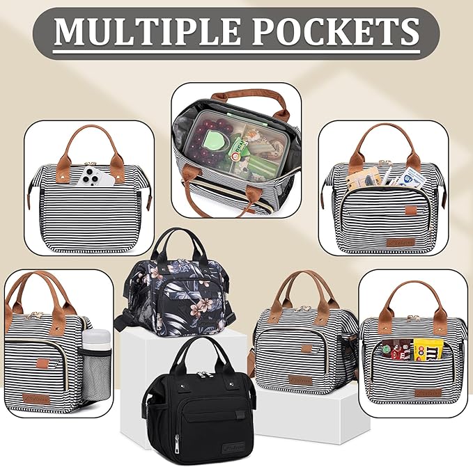 TuErCao Hibiscus Small Lunch Bag Lightweight Insulated Lunch Box for Women Work Portable Soft Cooler for Picnic Travel Road Trips, Loncheras para Mujer