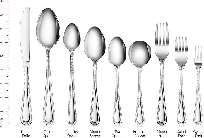 New Star Foodservice 1029710 Bead Pattern, 18/0 Stainless Steel, Bouillon Spoon, 6.3-Inch, Set of 12