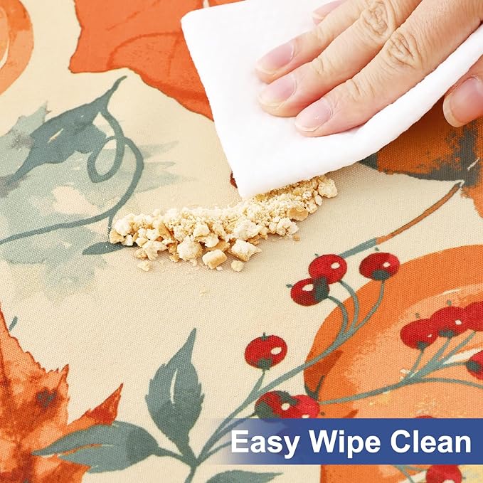 homing Rectangle Table Cloth Cover, Waterproof Polyester Elastic Fitted Tablecloth, Fits for 6 Foot Folding Tables, Washable Table Protector for Fall, Thanksgiving (Pumpkin Vine, 30" x 72")