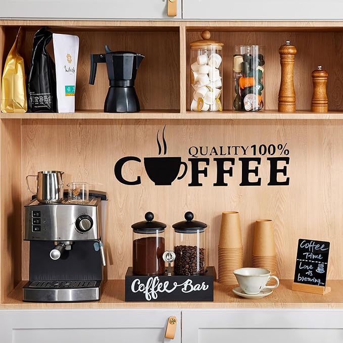 Yangbaga Glass Sugar Coffee Canister for Ground Coffee,2×55OZ Coffee Containers with Handle Shelf Coffee Bar Station Accessories Organizer Decor,Food Storage Jars with Iron Scoop for Kitchen