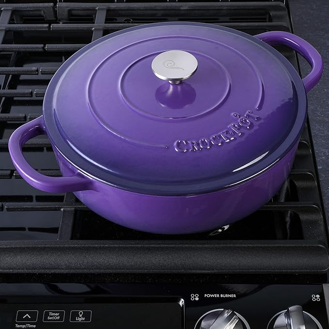Crock-Pot Artisan Enameled Cast Iron Braiser W/Lid, 5 Quart, Lavender Purple