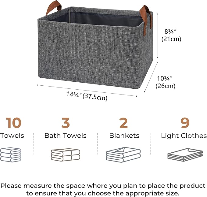 GRANNY SAYS Storage Baskets for Shelves, Closet Organizer Bins, Clothes Storage Bins with Metal Frame, Large Baskets for Organizing and Storage, Collapsible, Dark Gray, 2-Pack